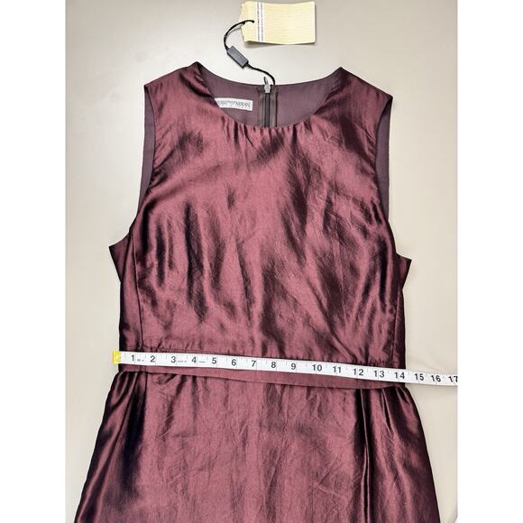Vintage Armani 90s Made In Italy Silk Dress Burgundy IT 40 US 6 Y2K Cocktail NWT - Picture 6 of 16